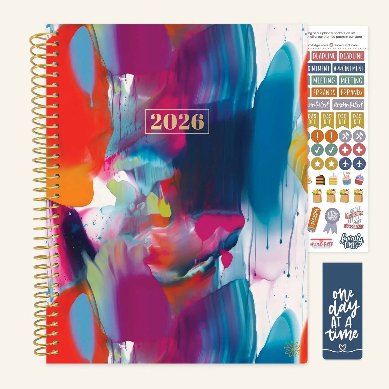 bloom daily planners 2026 Soft Cover Weekly & Monthly Planner, 8.5" x 11", Brilliant Brushstrokes